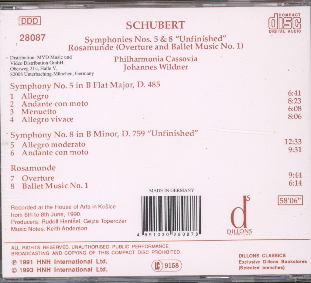 Philharmonia Cassovia, Johannes Wilder - Schubert - Symphony No 5 - Cd