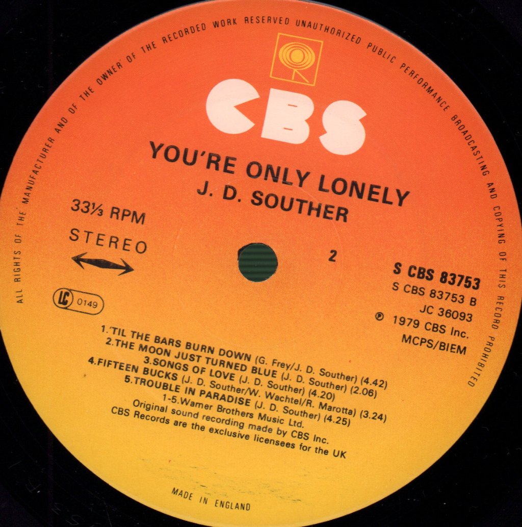 J D Souther - You're Only Lonely - Lp
