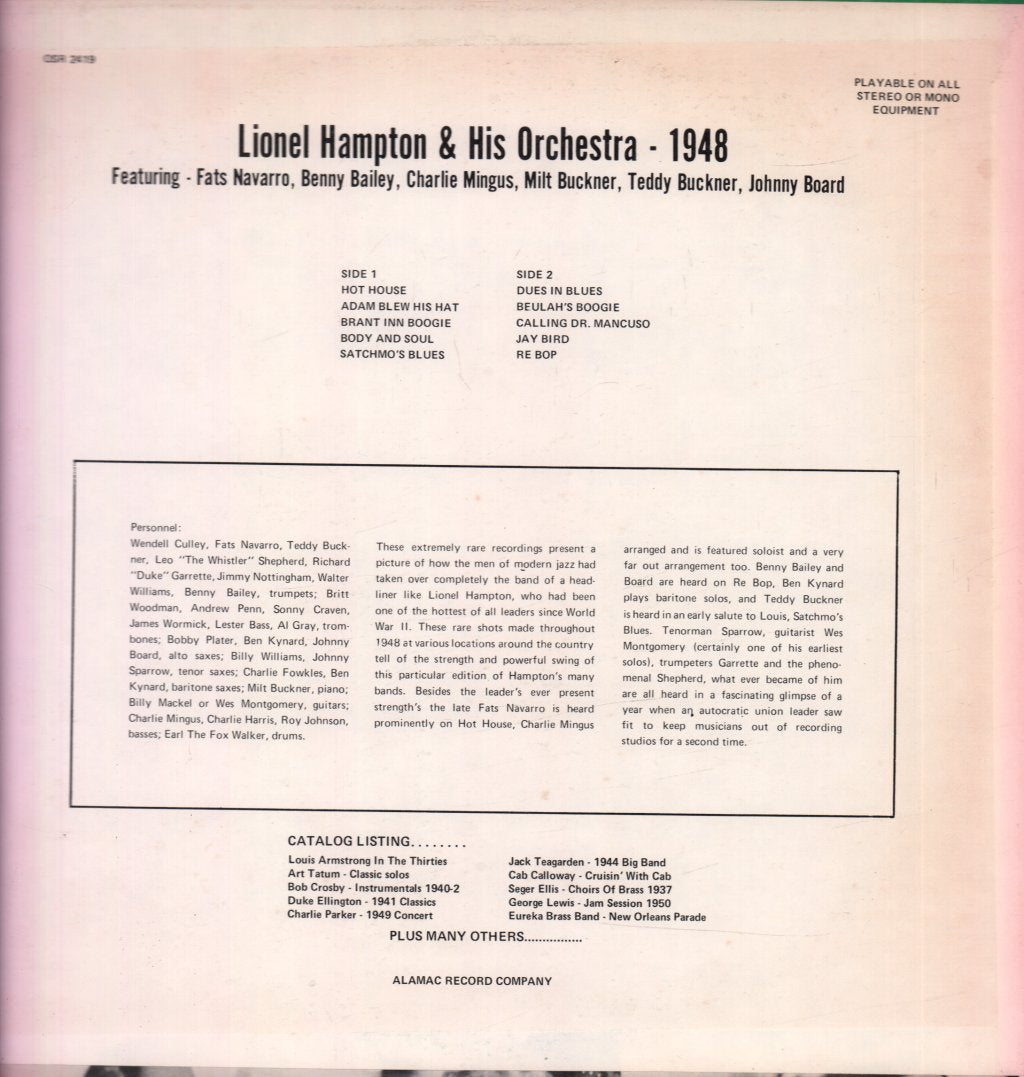 Lionel Hampton And Orchestra - 1948 - Lp