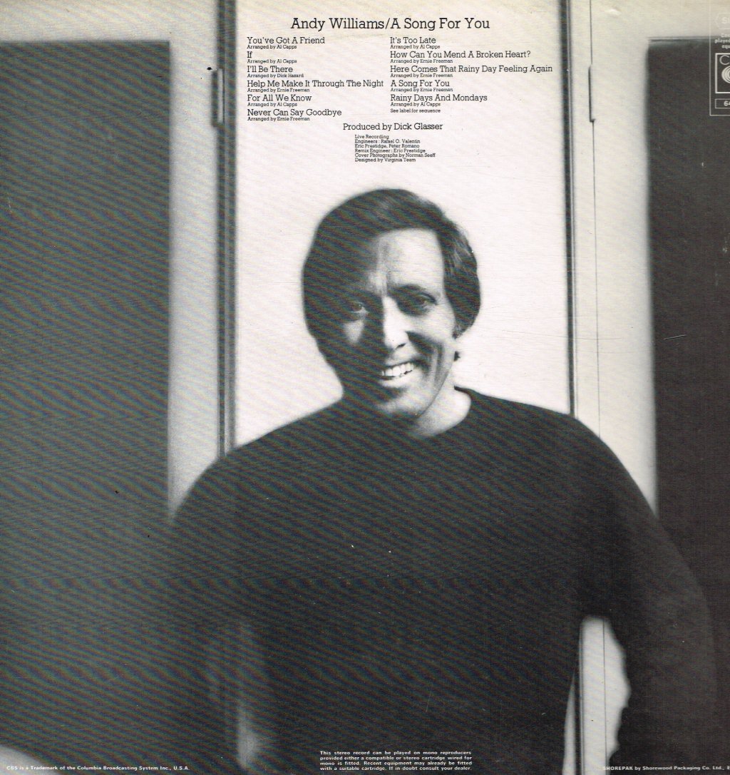 Andy Williams - A Song For You - Lp