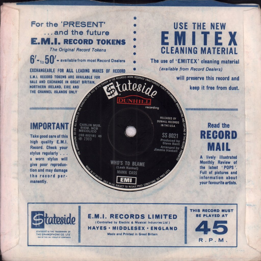 Mama Cass - It's Getting Better - 7 Inch