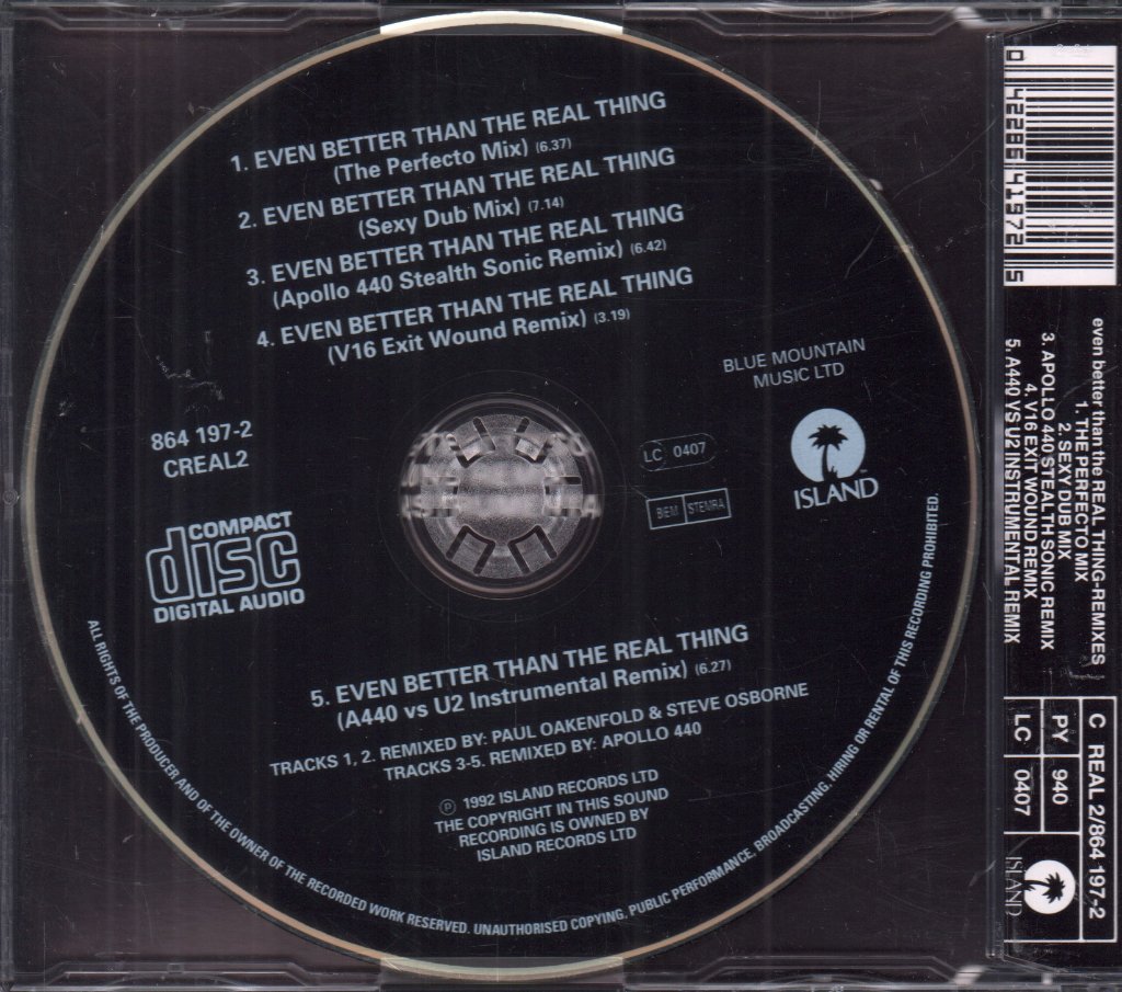 U2 - Even Better Than The Real Thing - Cd