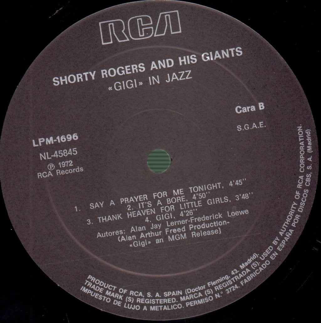 Shorty Rogers And His Giants - Gigi In Jazz - Lp