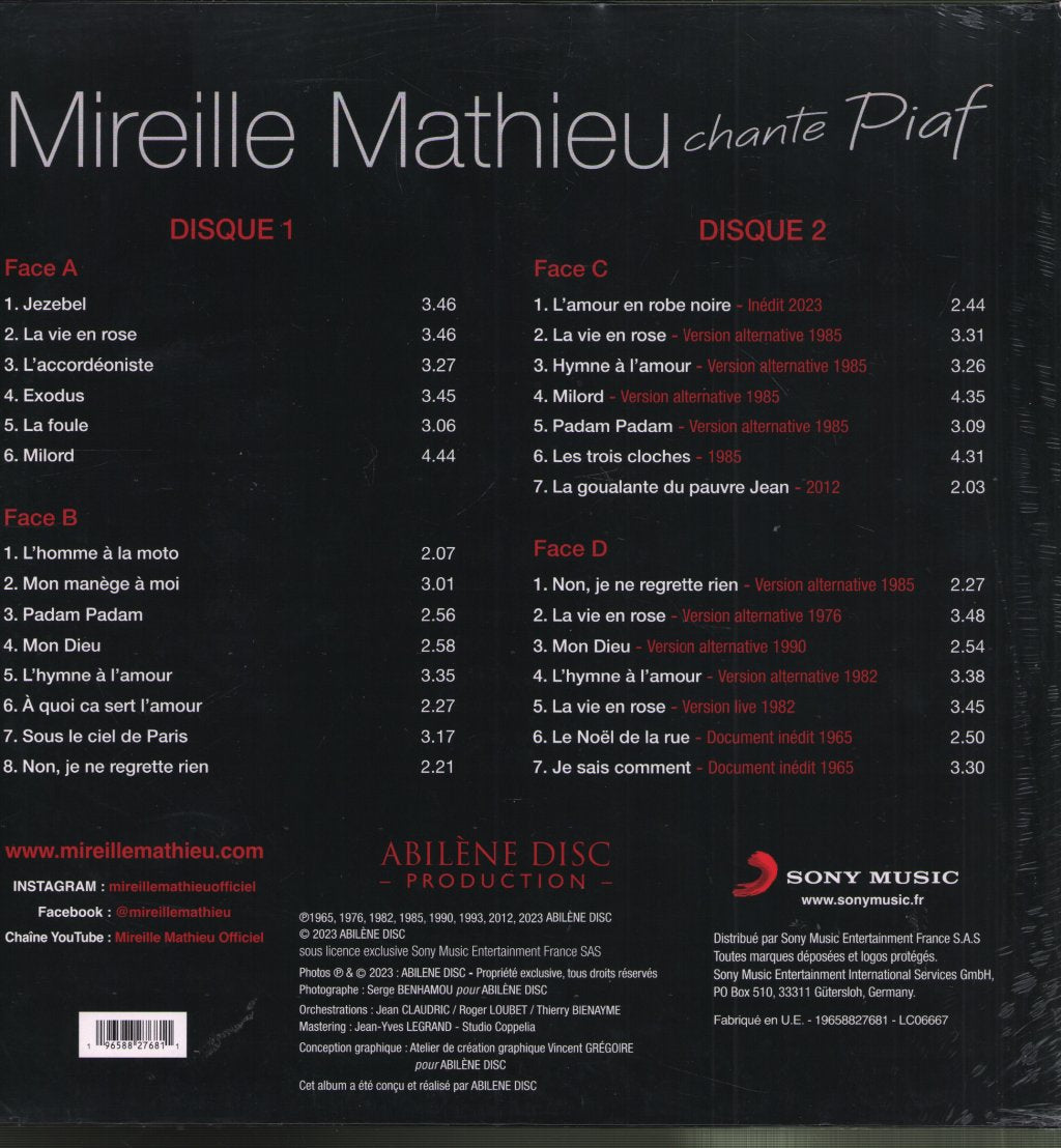 Mireille Mathieu - Mireille Mathieu Chante Piaf - Double Lp