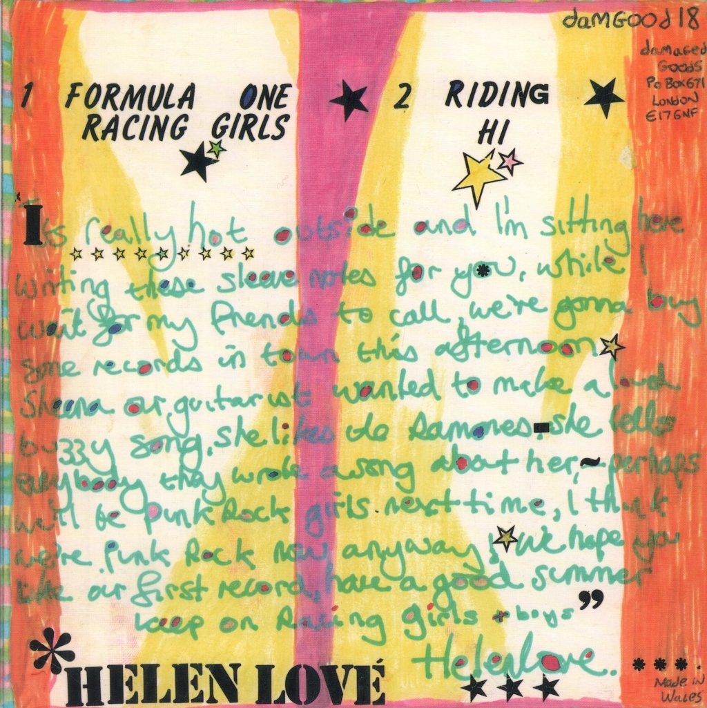 Helen Love - Formula One Racing Girls - 7 Inch