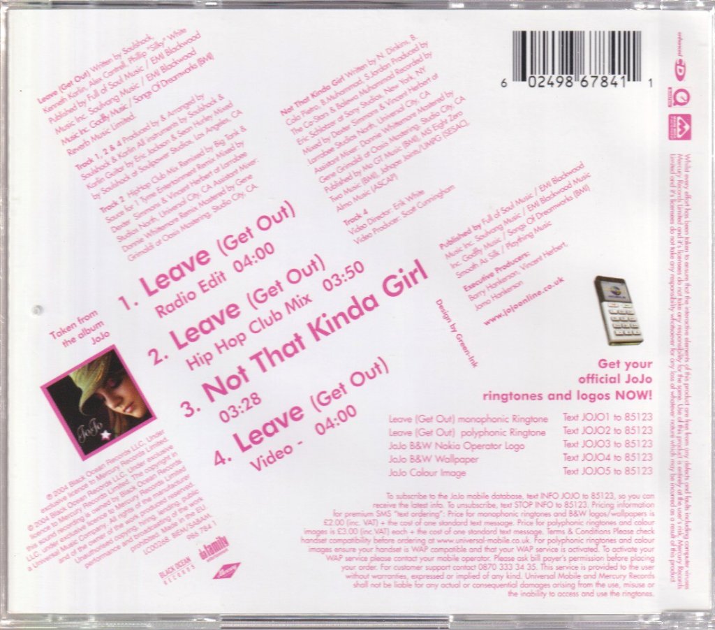 Jojo (American Artist) - Leave - Cd