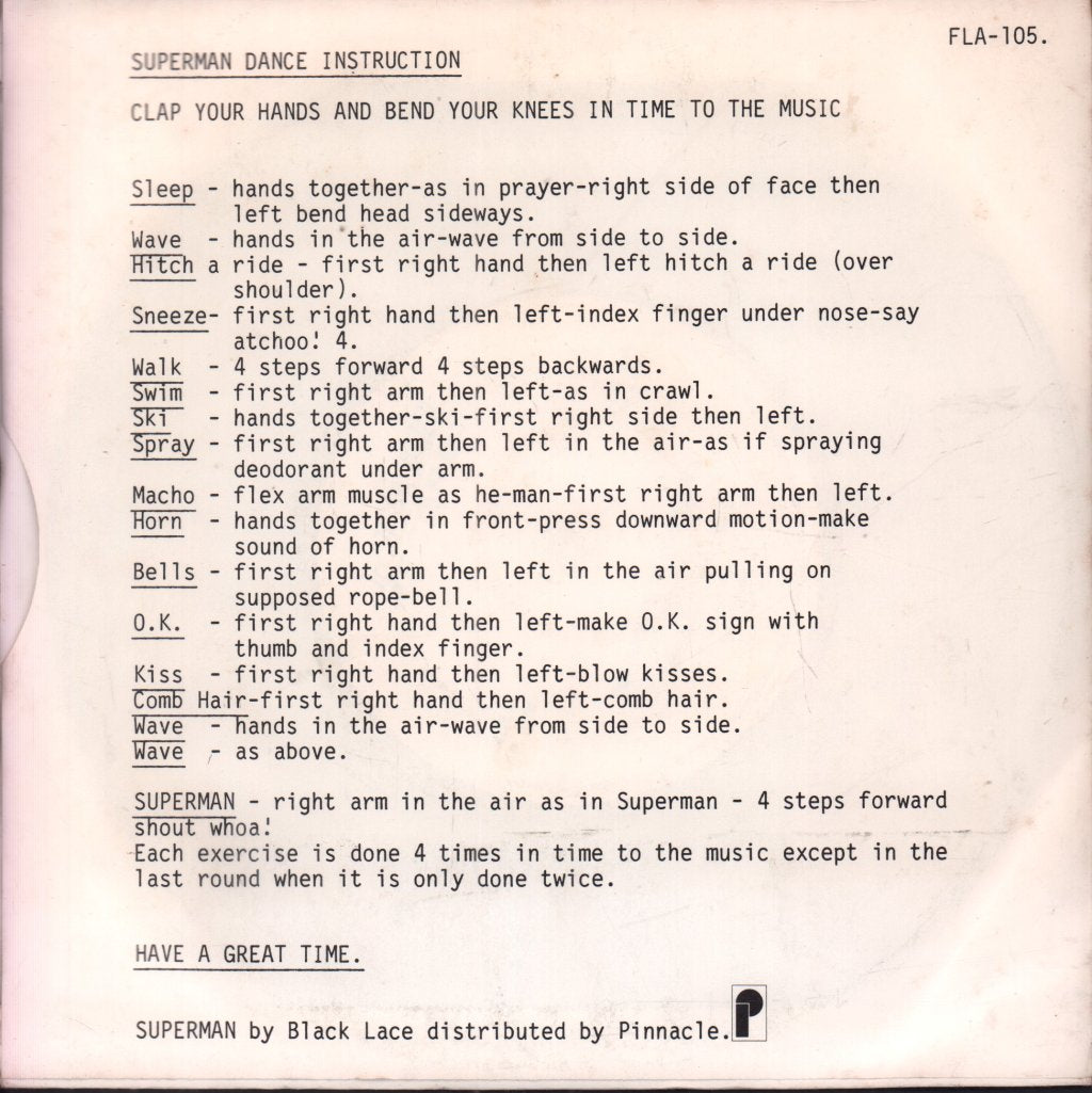 Black Lace (Party/Pop Group) - Superman - 7 Inch