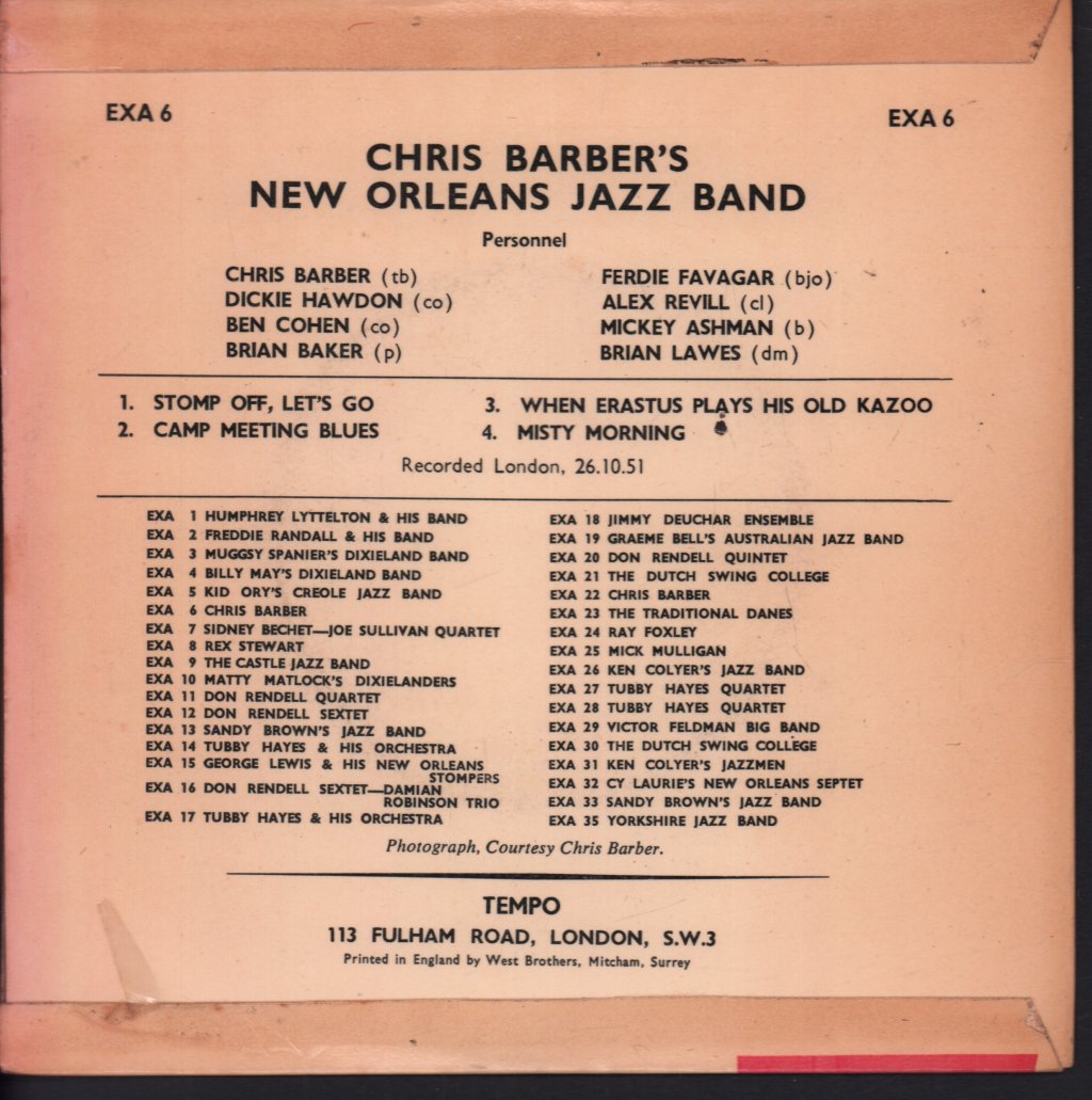Chris Barber's Jazz Band - Stomp Off, Let's Go - 7 Inch