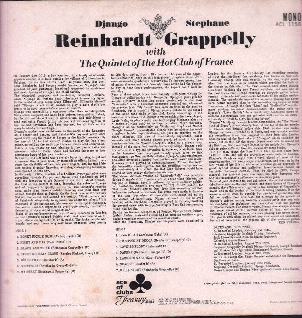 Django Reinhardt Stephane Grappelly With The Quintet Of France - Django Reinhardt Stephane Grappelly With The Quintet Of France - Lp