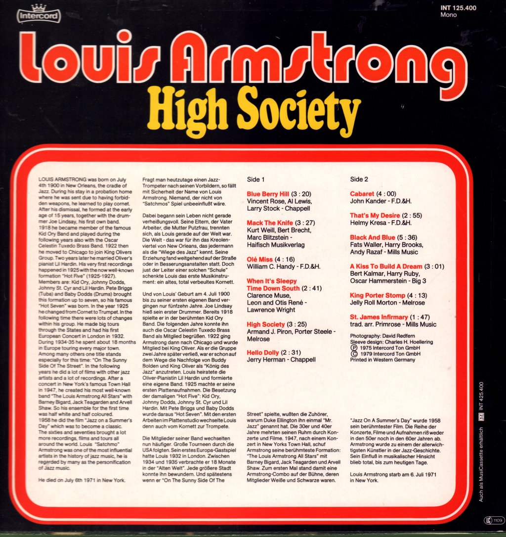 Louis Armstrong - High Society - Lp