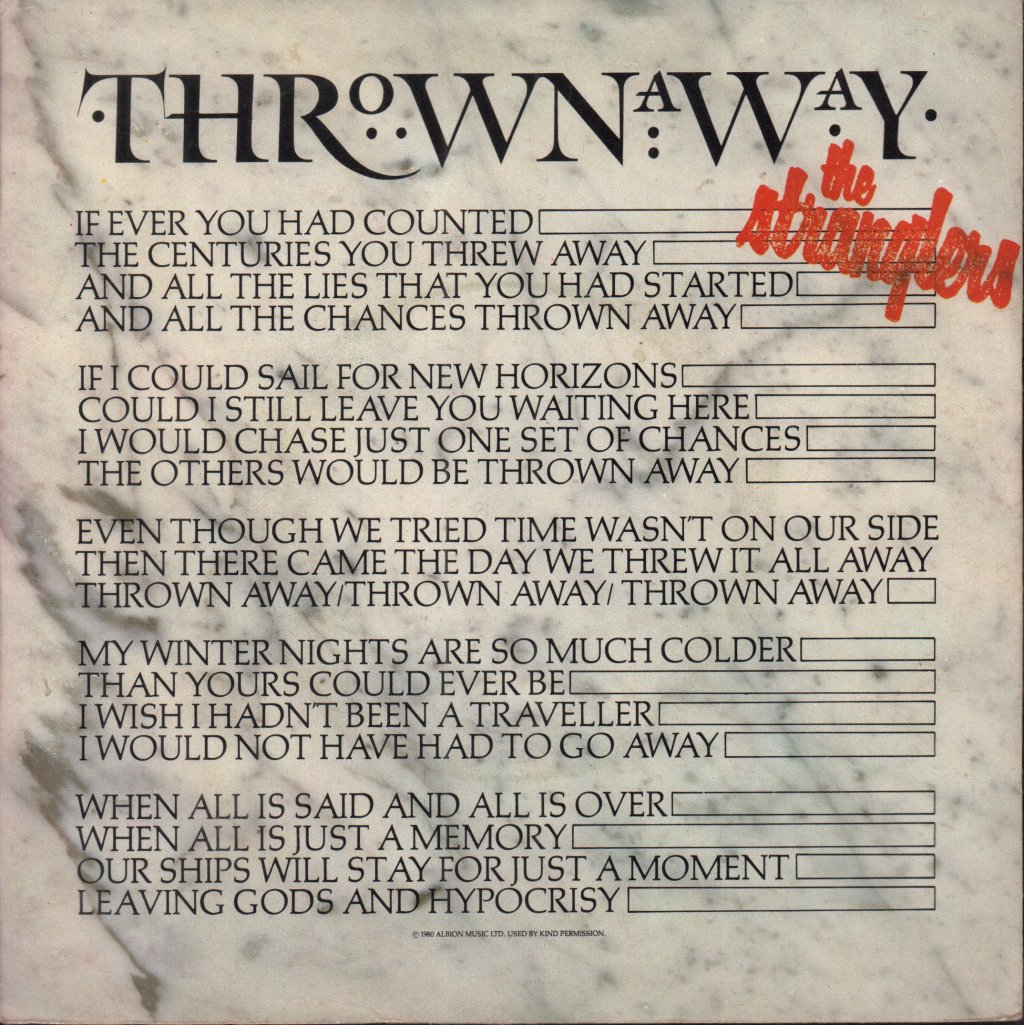 Stranglers - Thrown Away - 7 Inch