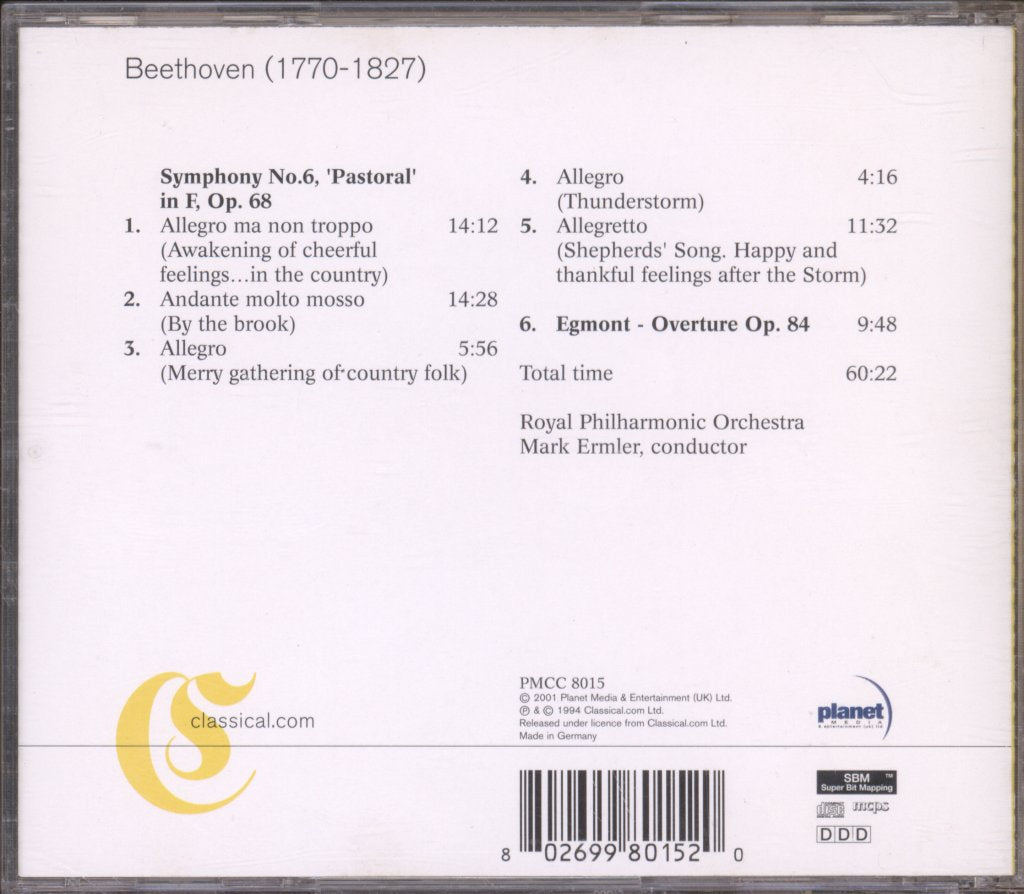 Royal Philharmonic Orchestra - Beethoven - Symphony No6 'Pastoral' - Cd
