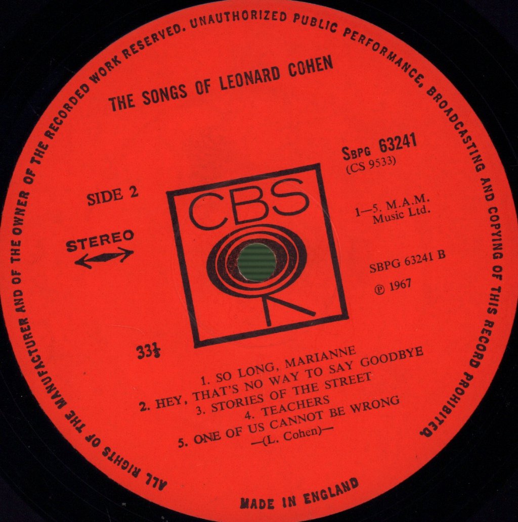 Leonard Cohen - Songs Of Leonard Cohen - Lp