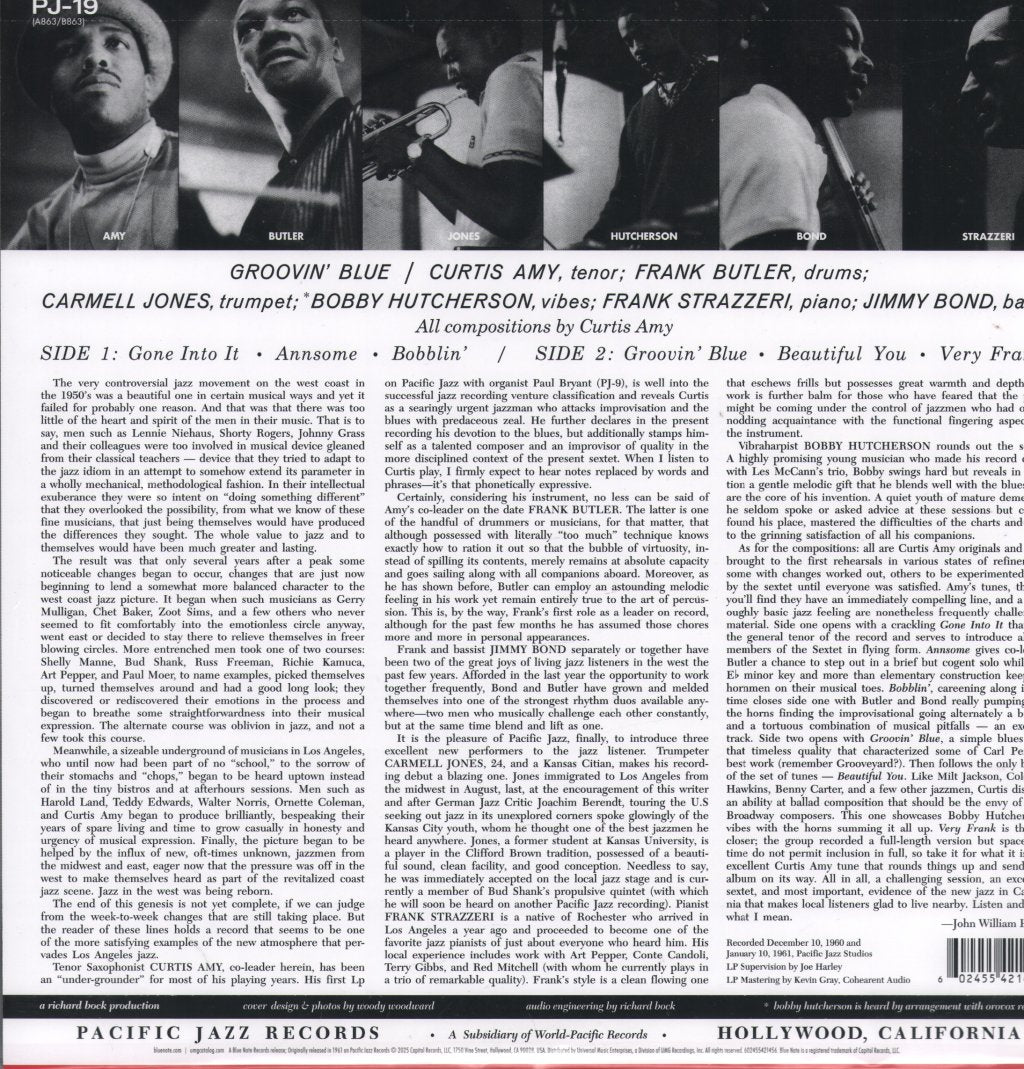 Curtis Amy And Frank Butler - Groovin' Blue - Lp