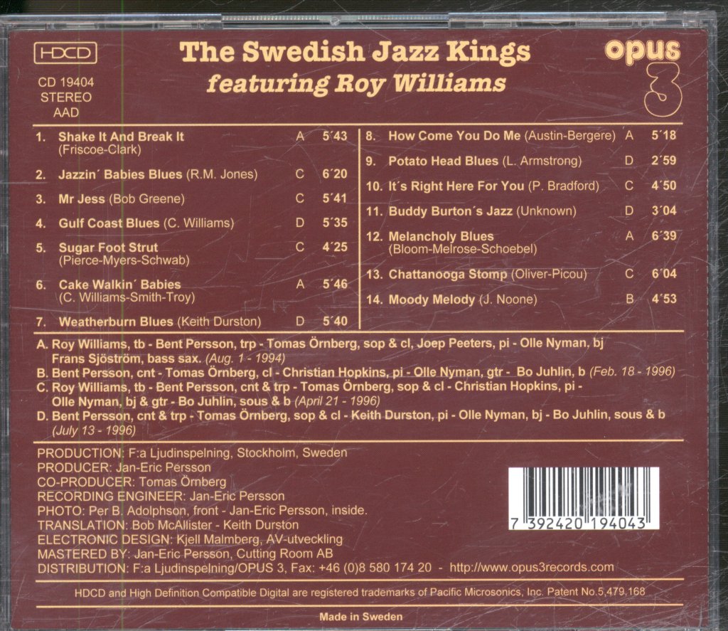 Swedish Jazz Kings Featuring Roy Williams - It's Right Here For You - Cd