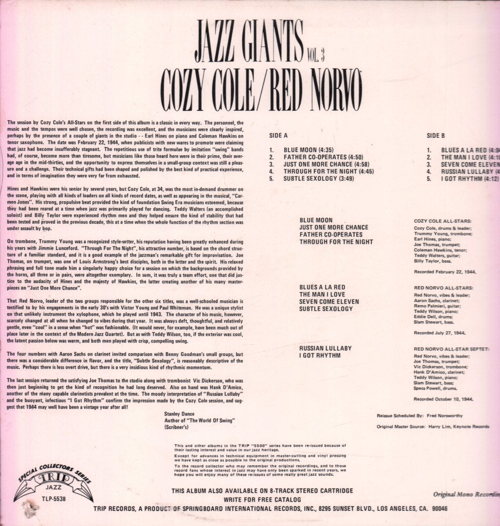 Cozy Cole / Red Norvo - Jazz Giants Vol. 3 - Lp