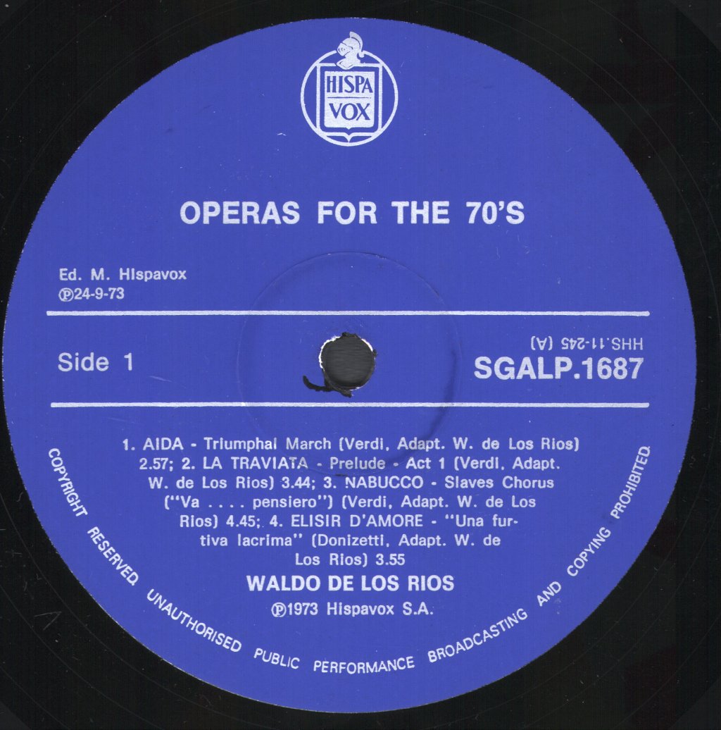Waldo De Los Rios - Operas For The 70's - Lp