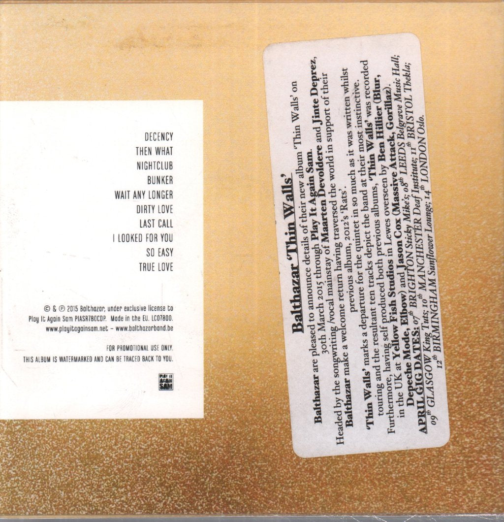 Balthazar - Thin Walls - Cdr