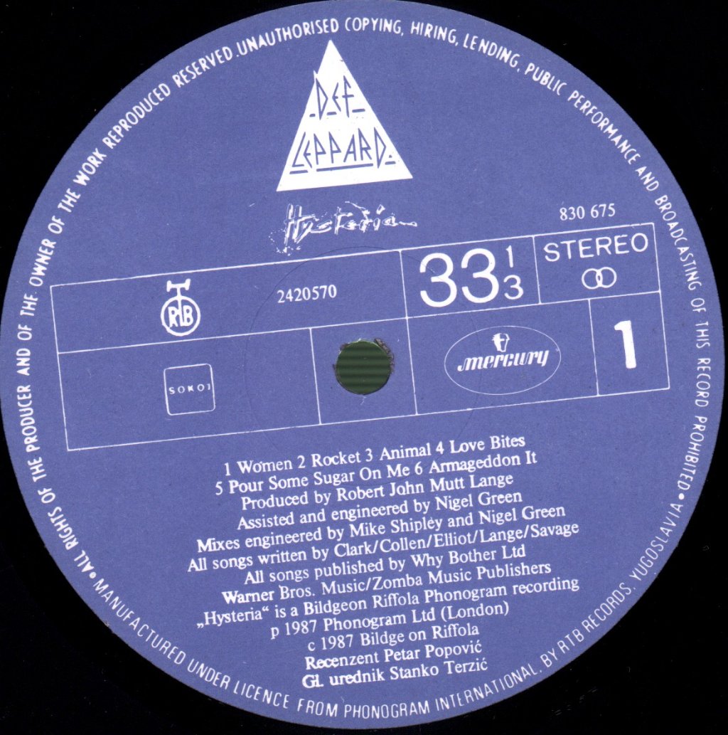 Def Leppard - Hysteria - Lp