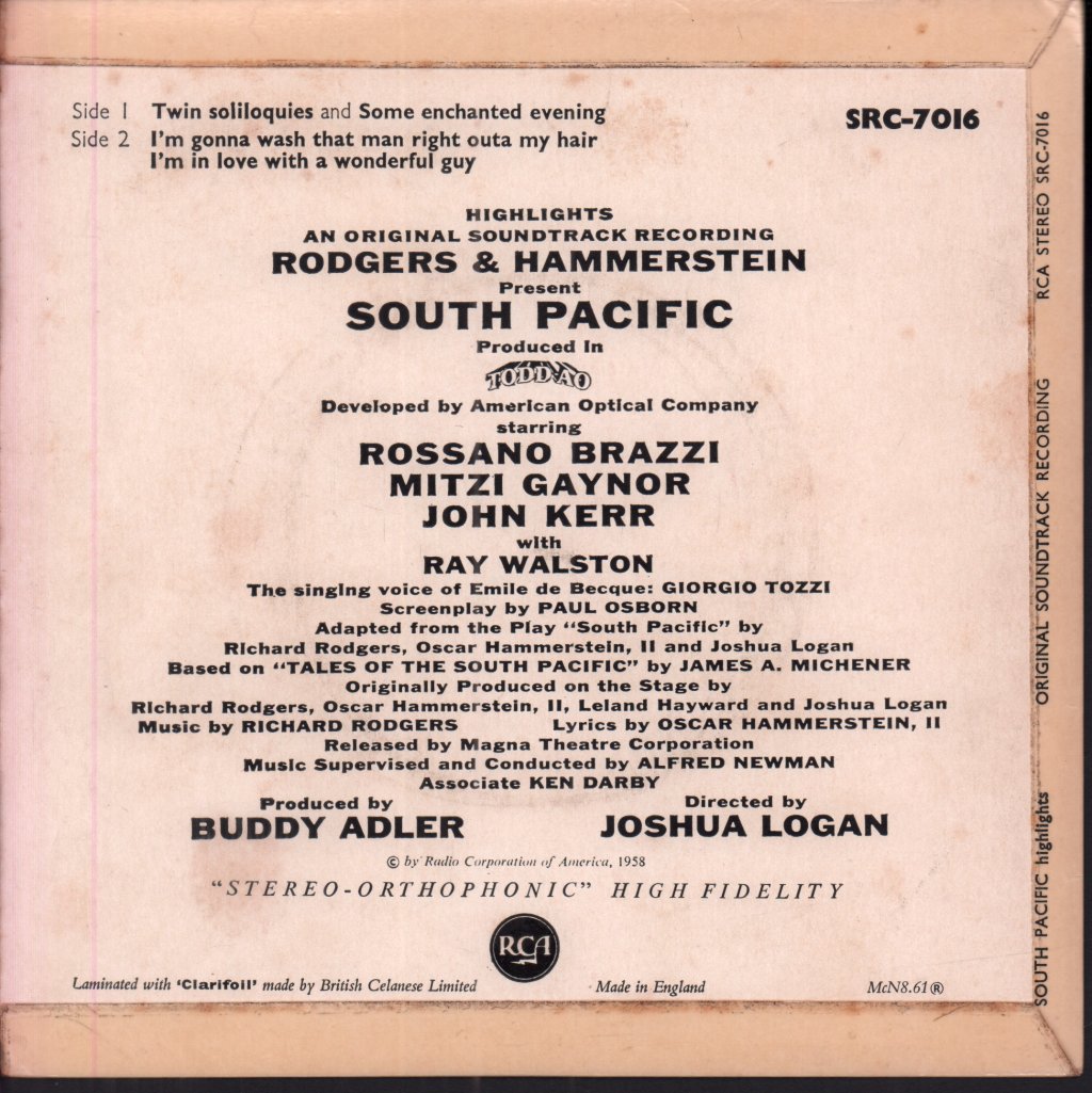 South Pacific Highlights - Soundtrack - 7 Inch
