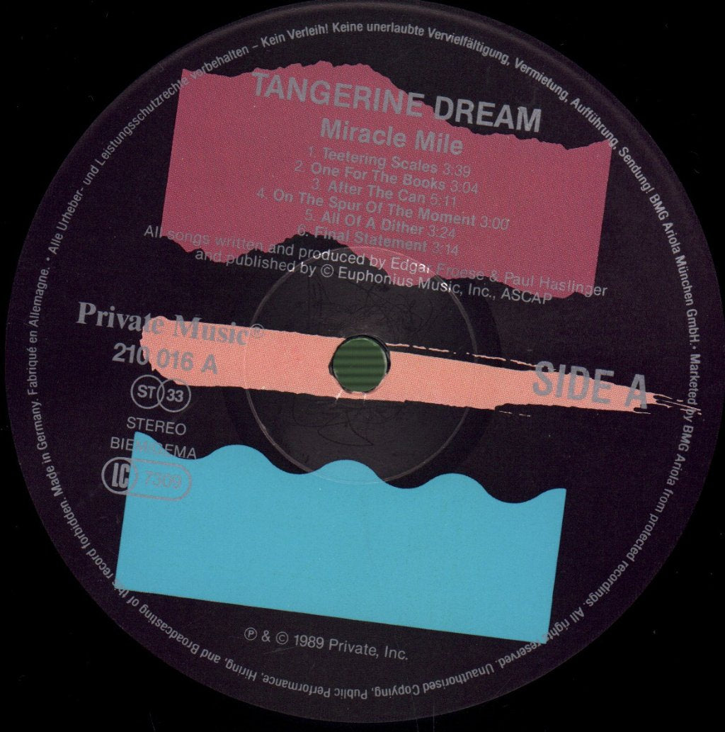 Tangerine Dream - Miracle Mile (Original Soundtrack) - Lp