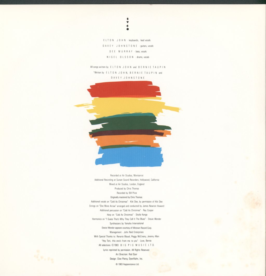Elton John - Too Low For Zero - Lp