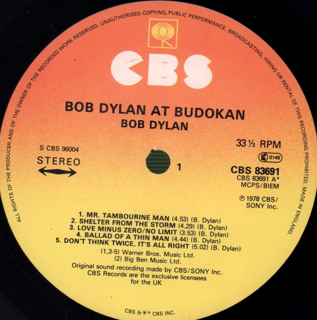 Bob Dylan - At Budokan - Double Lp