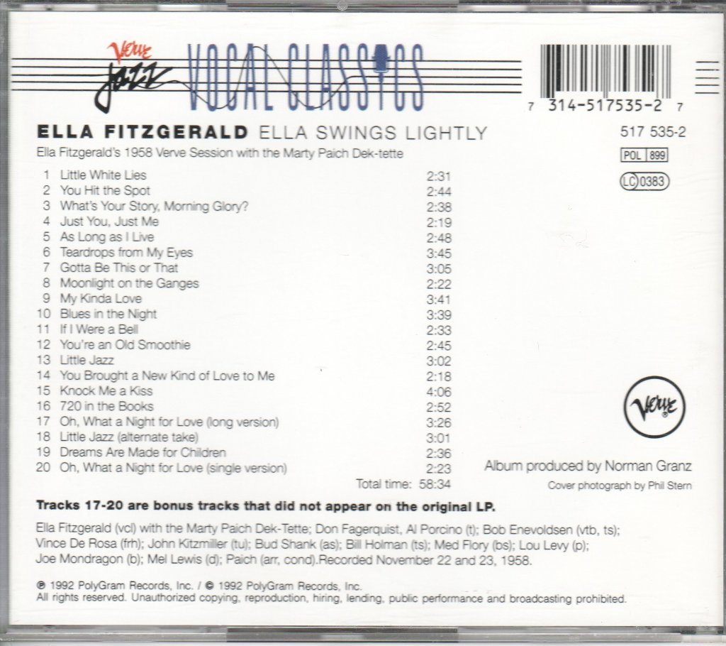 Ella Fitzgerald - Ella Swings Lightly - Cd