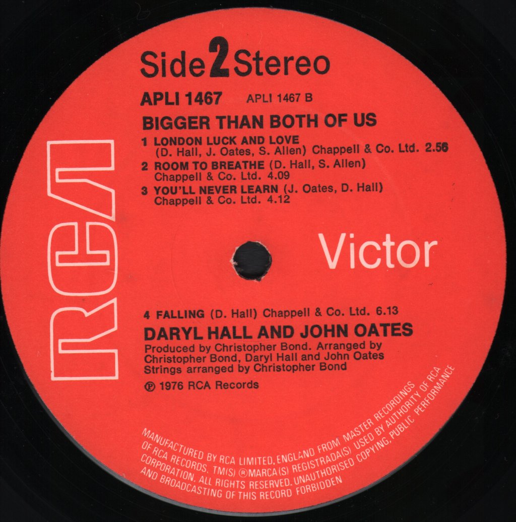 Daryl Hall & John Oates - Bigger Than Both Of Us - Lp