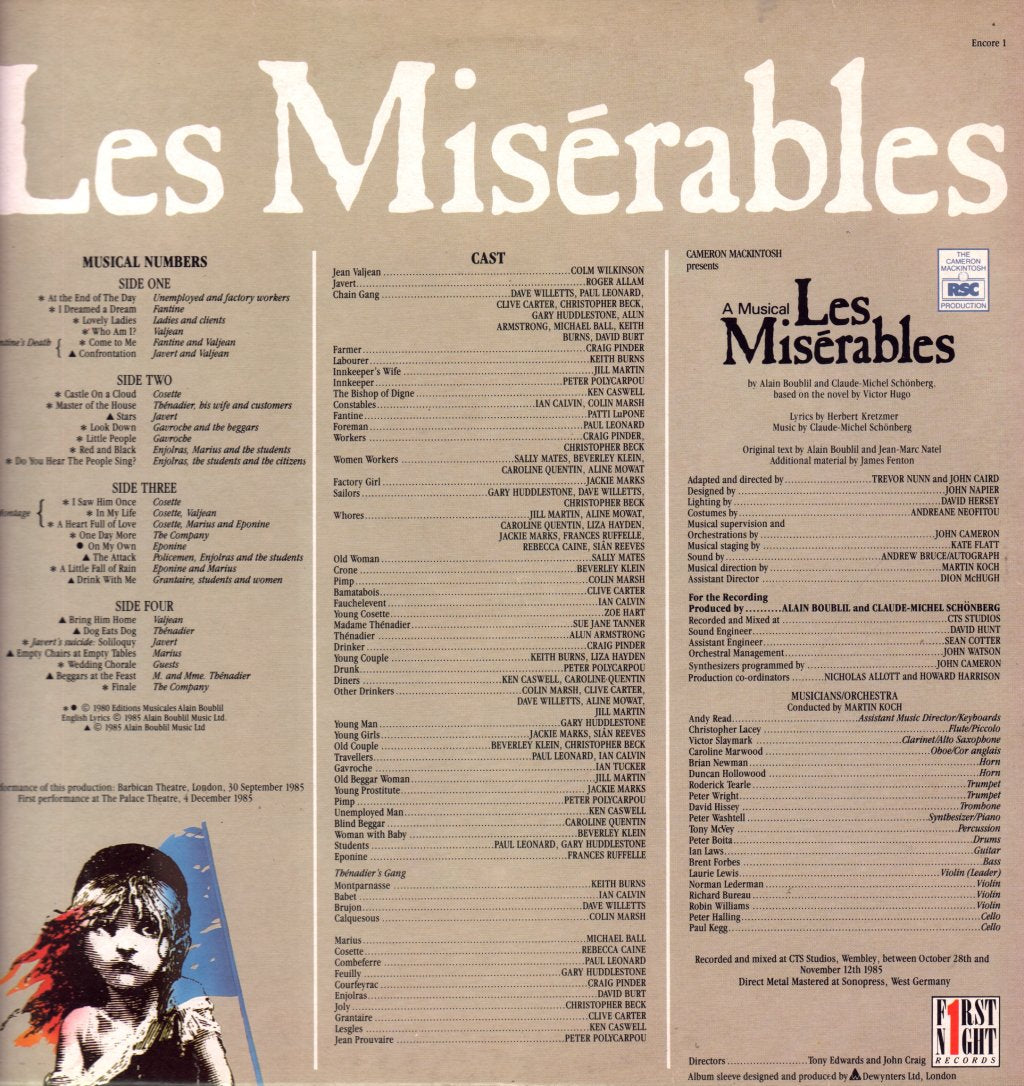 Various Artists - Les Miserables (Original London Cast Album) - Double Lp