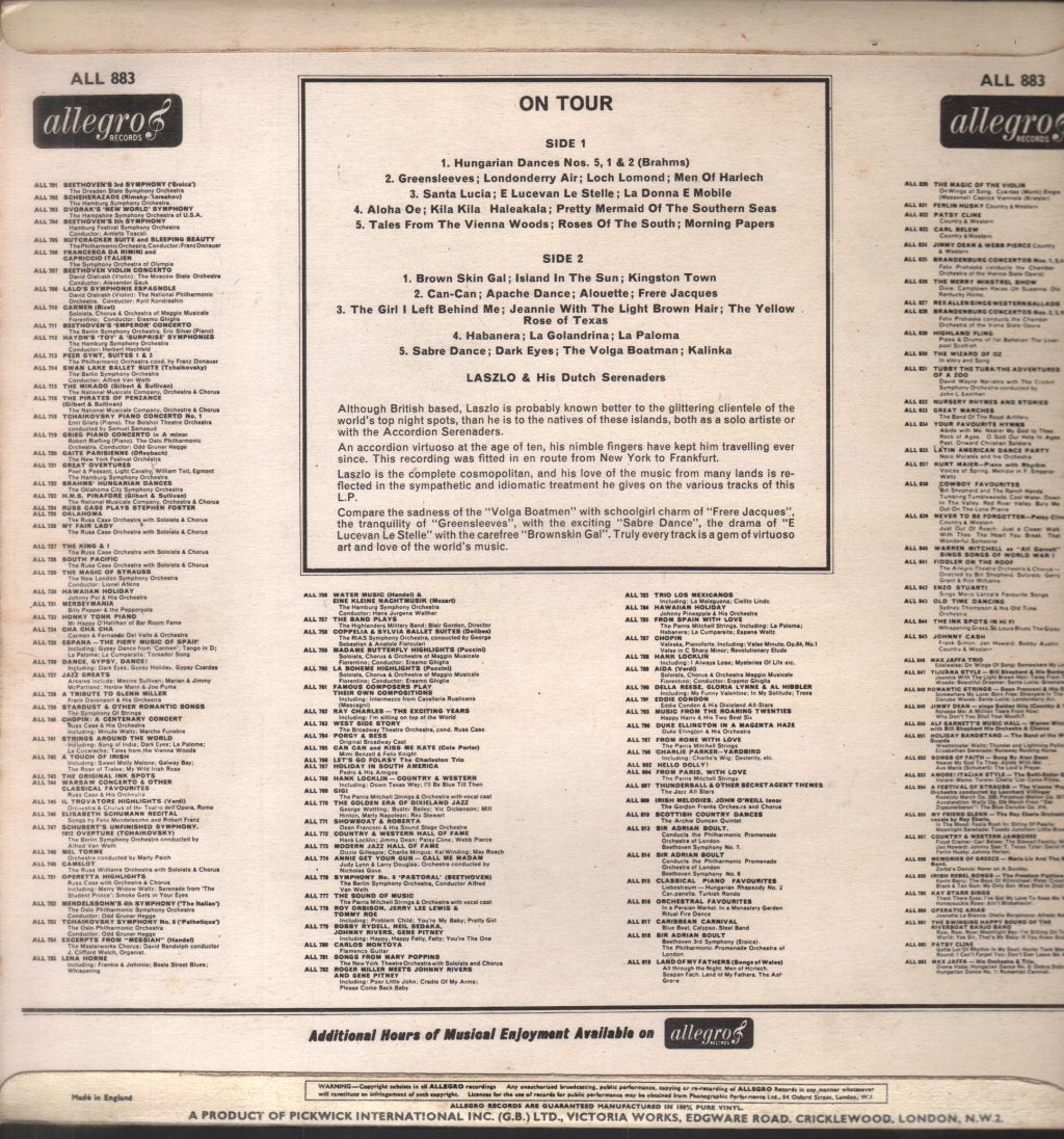 Laszlo And His Dutch Serenaders - On Tour - Lp