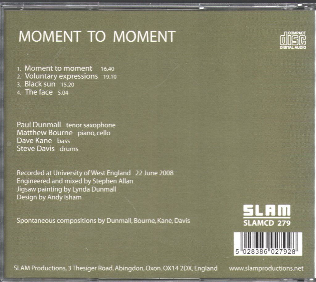 Paul Dunmall, Matthew Bourne, Dave Kane, Steve Davis - Moment To Moment - Cd