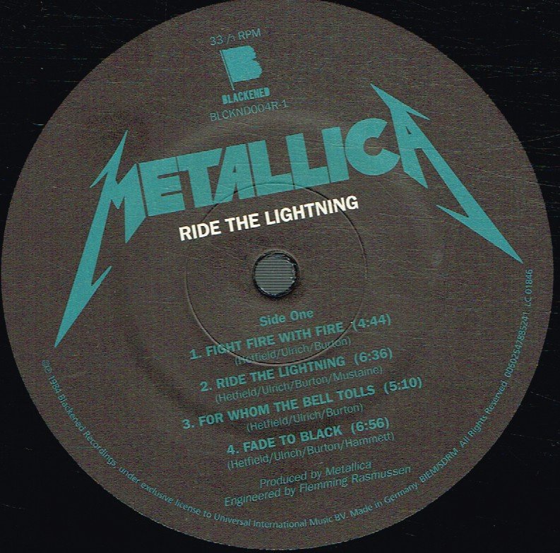 Metallica - Ride The Lightning - Lp