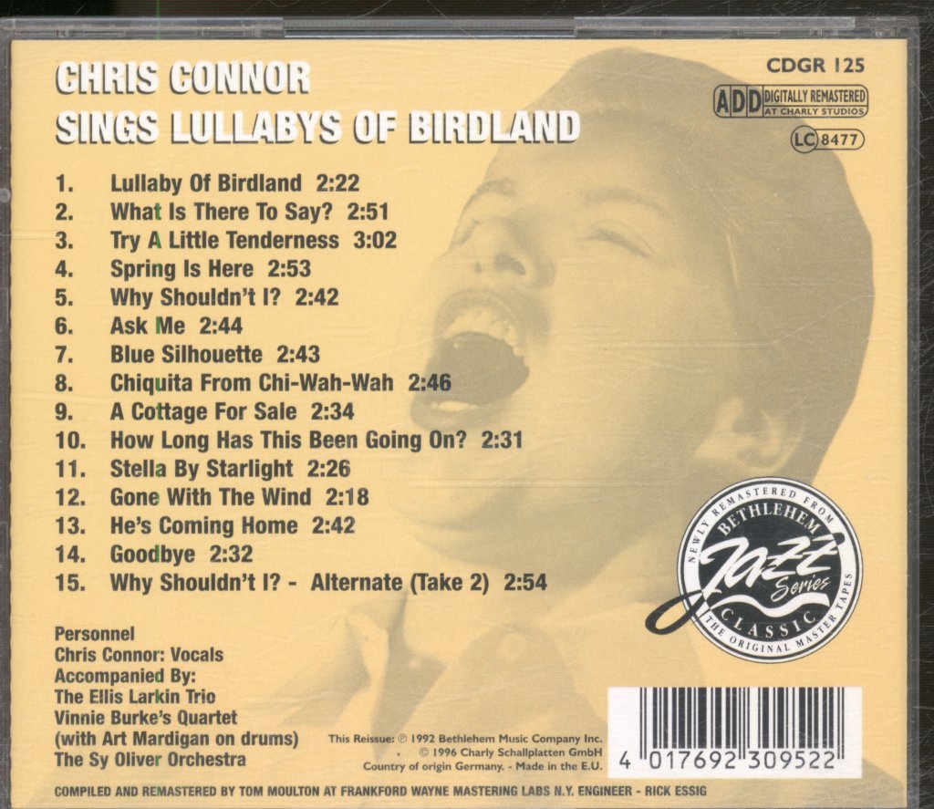 Chris Connor - Sings Lullabys Of Birdland - Cd