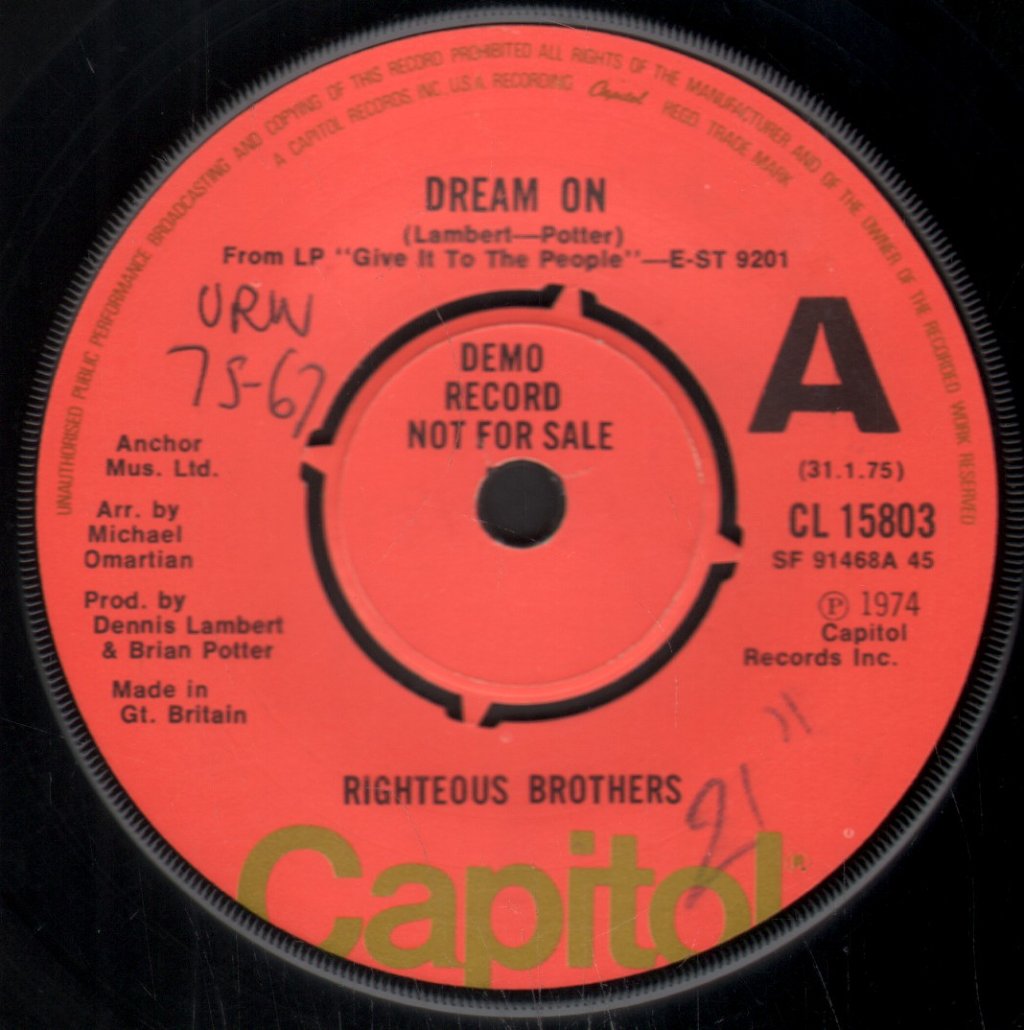 Righteous Brothers - Dream On - 7 Inch
