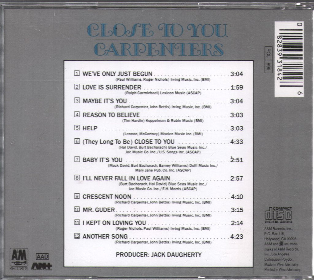 Carpenters - Close To You - Cd