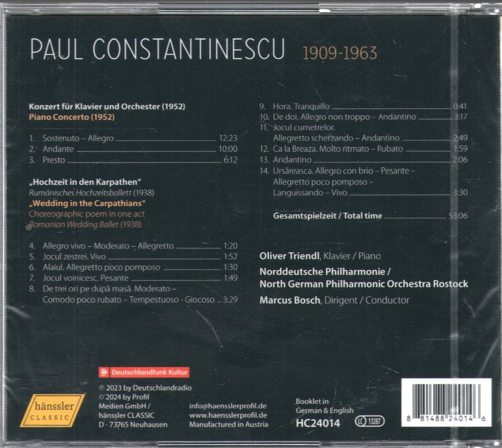 Paul Constantinescu - Piano Concerto; Wedding In The Carpathians - Cd