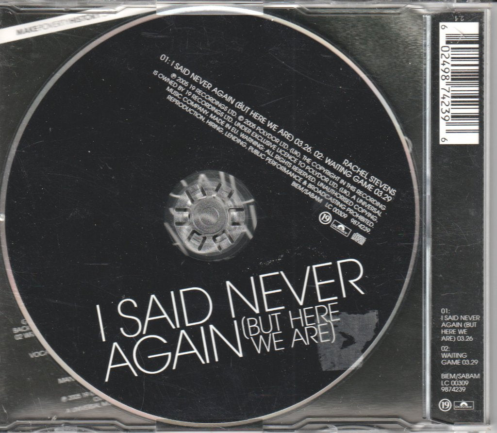 Rachel Stevens - I Said Never Again (But Here We Are) - Cd