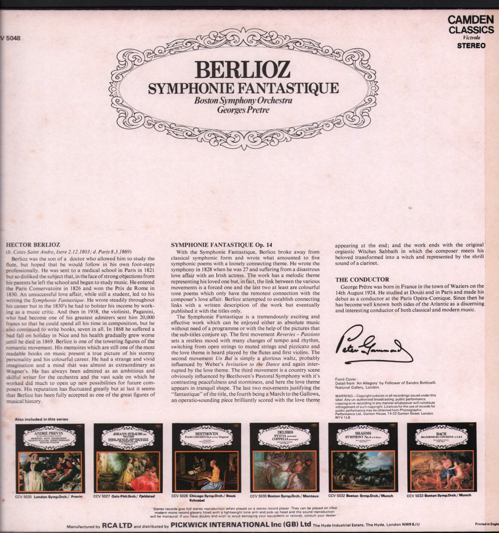 Georges Pretre / Boston Symphony Orchestra - Berlioz Symphony Fantastique - Lp