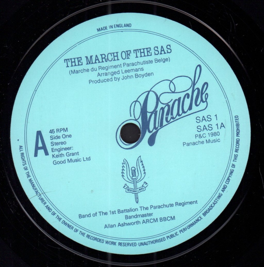 Band Of The First Batallion The Parachute Regiment - March Of The Sas - 7 Inch
