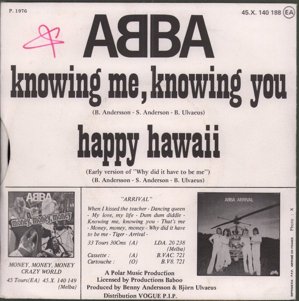 ABBA - Knowing Me, Knowing You / Happy Hawaii - 7 Inch