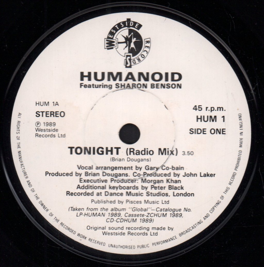 Humanoid Featuring Sharon Benson - Tonight - 7 Inch