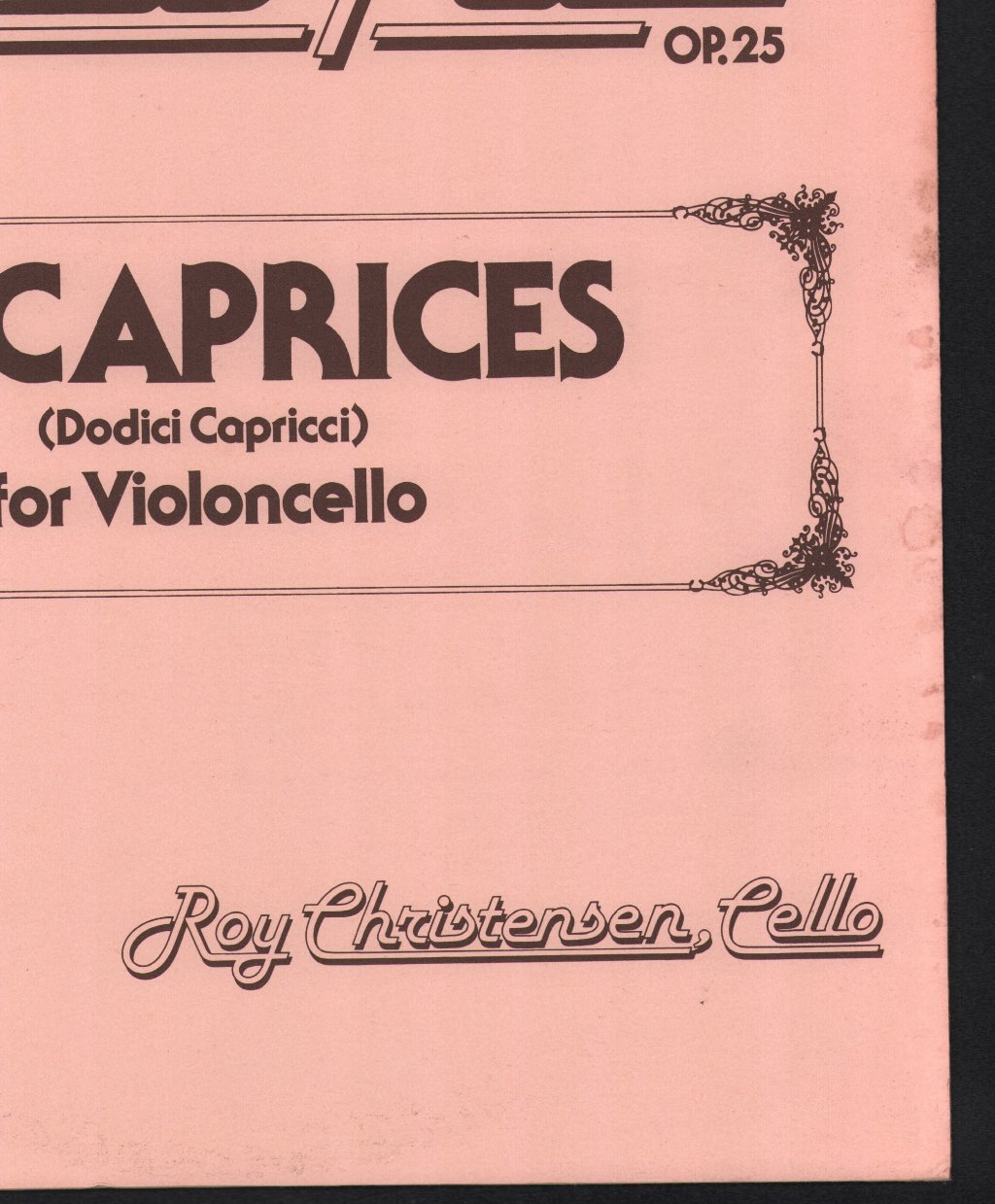 Roy Christensen - Alfredo Piatti - 12 Caprices, Op.25 - Lp