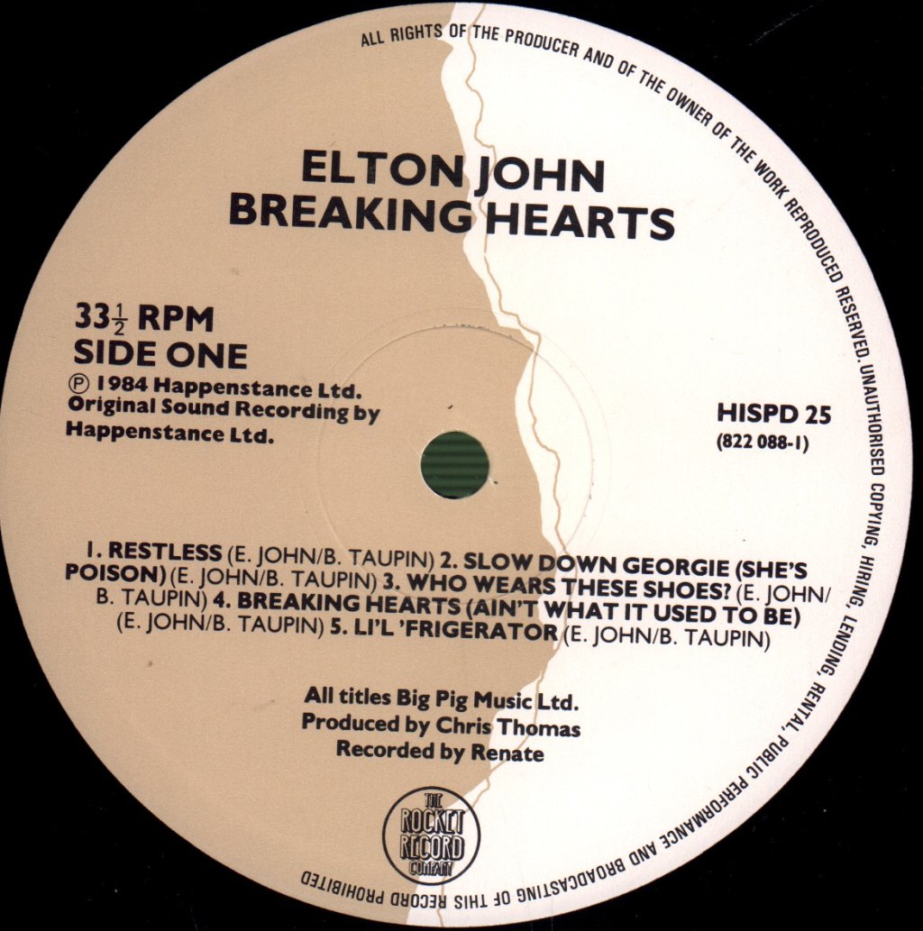 Elton John - Breaking Hearts - Lp
