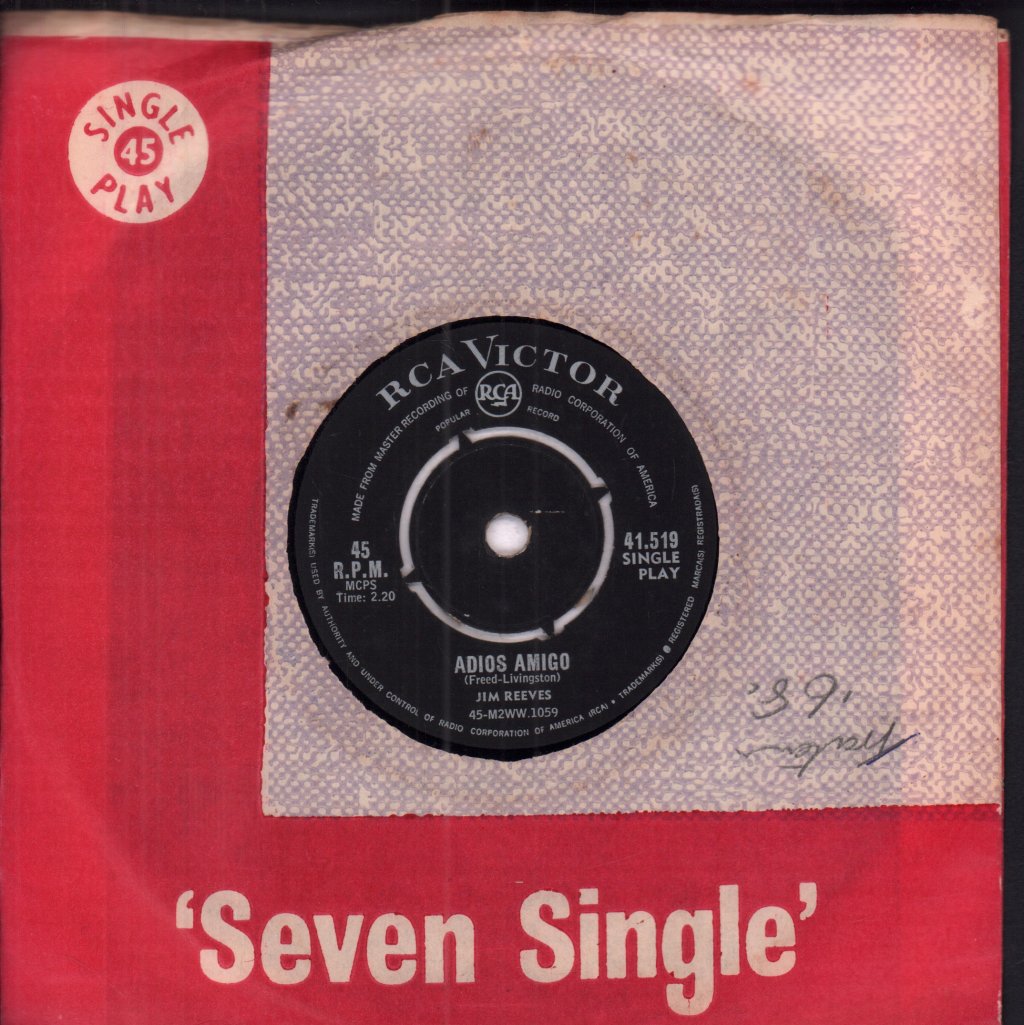 Jim Reeves - Adios Amigo - 7 Inch