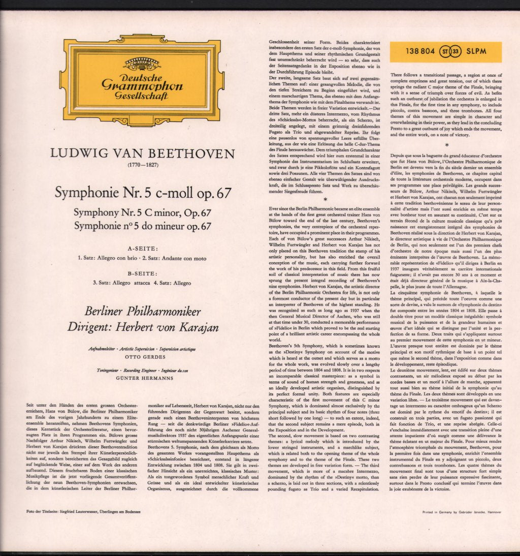 Herbert Von Karajan / Berliner Philharmoniker - Beethoven - Symphonie Nr.5 - Lp