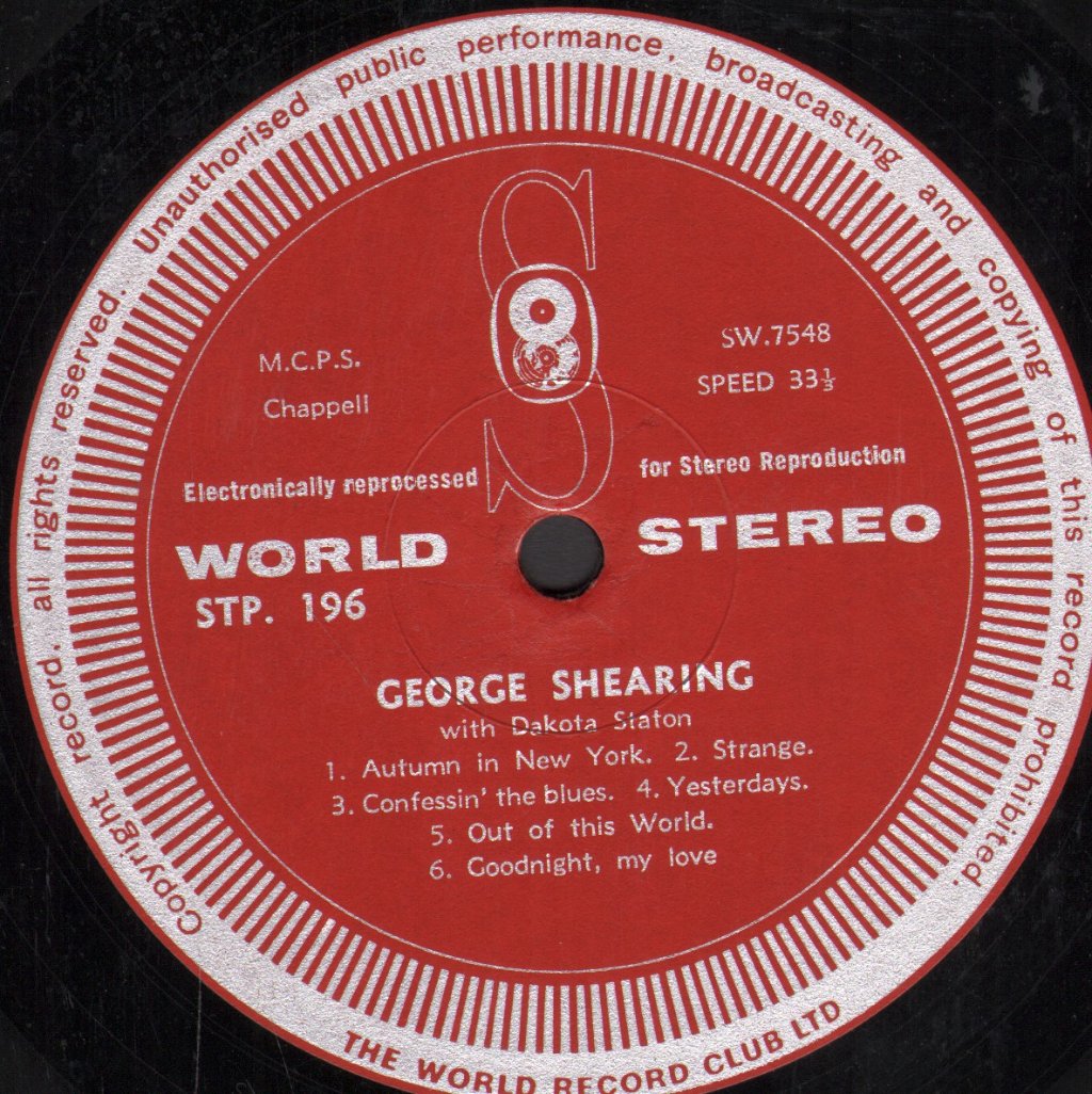 George Shearing - George Shearing With Dakota Staton - Lp