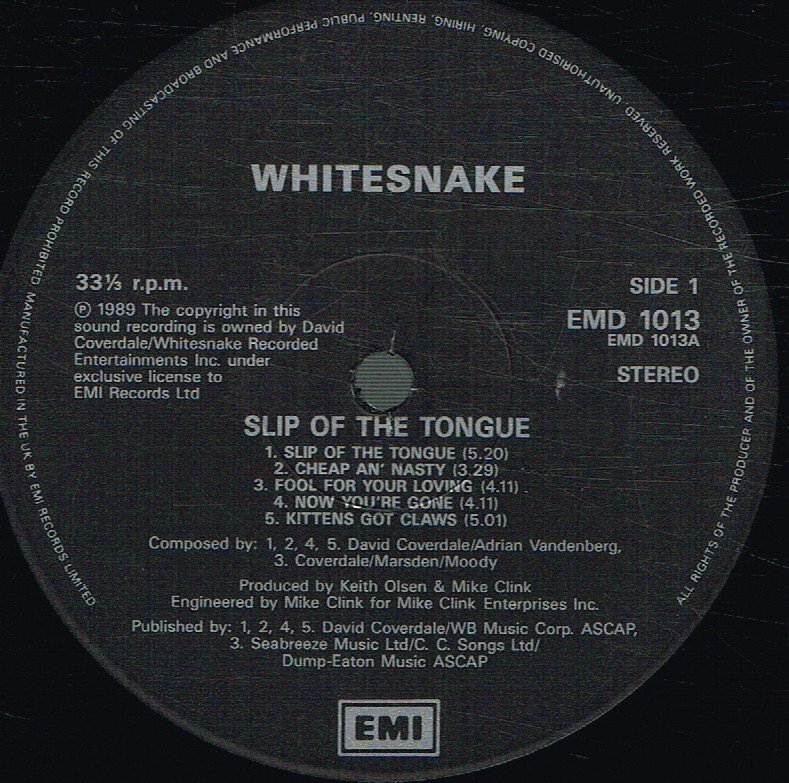 Whitesnake - Slip Of The Tongue - Lp
