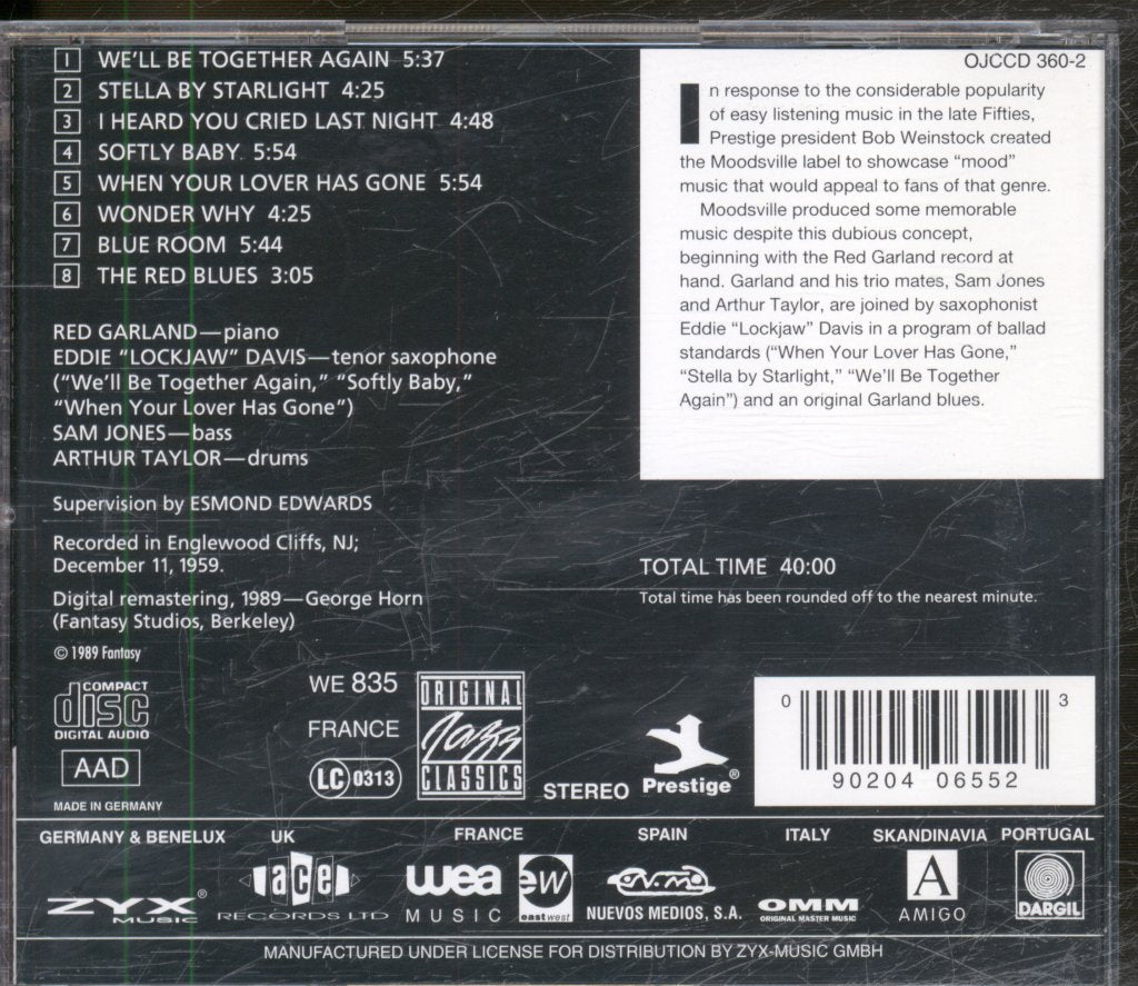 Red Garland Trio And Eddie Lockjaw Davis - Moodsville Volume 1 - Cd