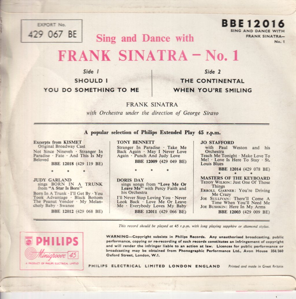 Frank Sinatra - Sing And Dance With Frank Sinatra - No.1 - 7 Inch
